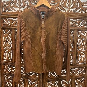 Brown Suede and Knit Women's Jacket